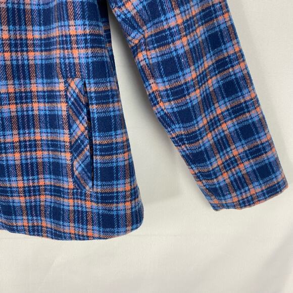 VTG Ellen Ortan Wool Blend Jacket Women M Blue Plaid Sherpa Lined Zip Lumberjack - Picture 5 of 9